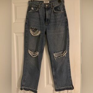 We The Free Free People Straight Leg Distressed Jeans High Rise 27